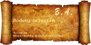 Bodoky Arisztid névjegykártya